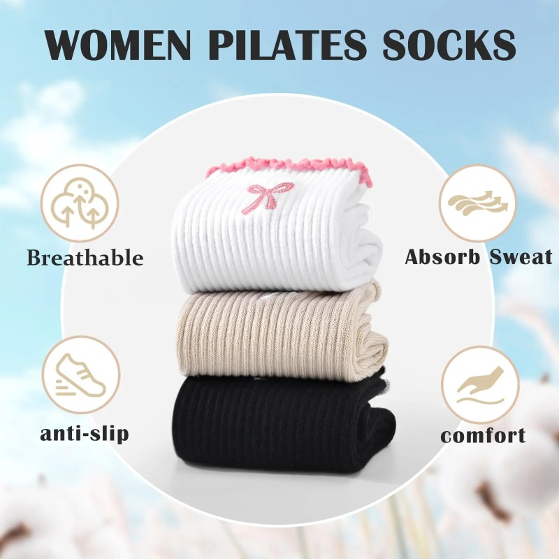 Fitness Yoga & Kickfit - Professional Yoga Socks, Cotton Strap Silicone