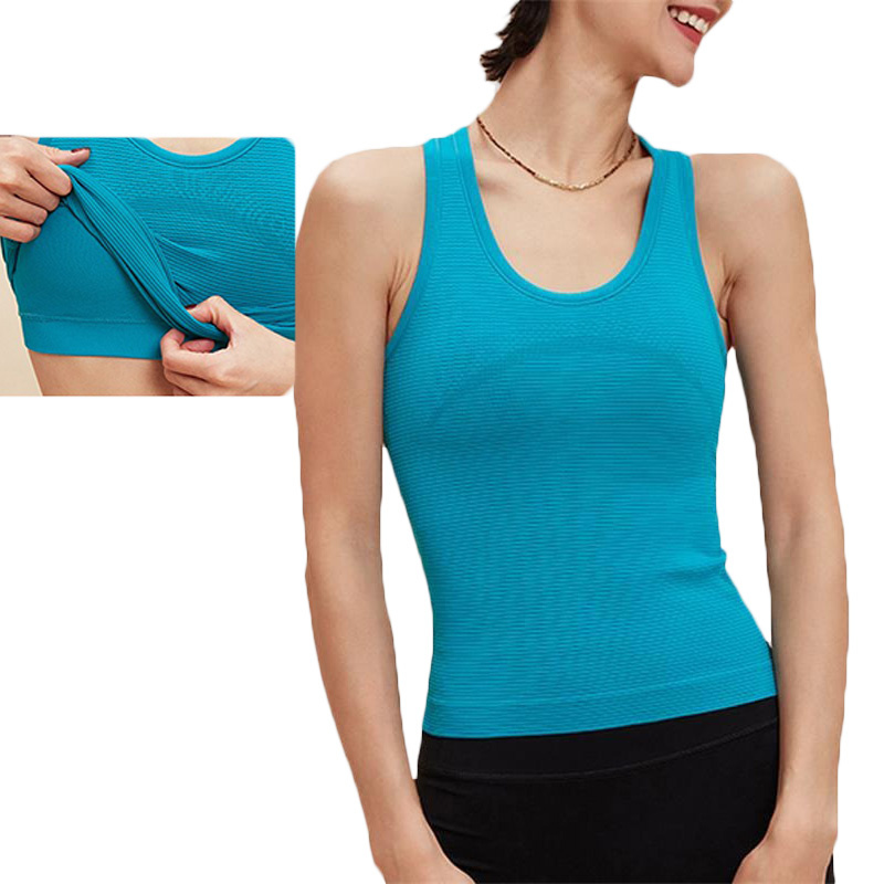 Yoga Daily Fitness - Aiithuug Basic Solid Build-in Bra Sports